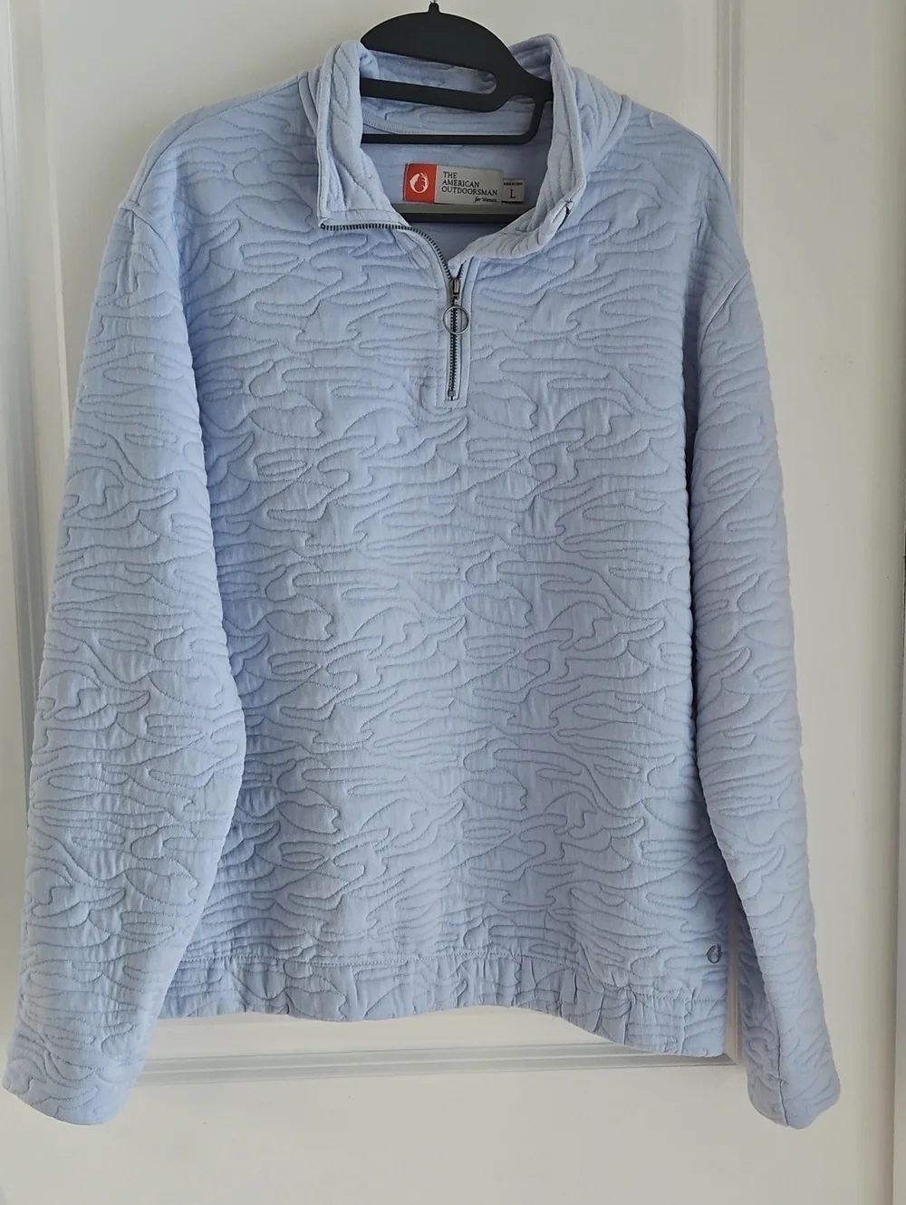 The American Outdoorsman Pale Blue Quilted Half-Zip Pullover - Picture 1 of 3